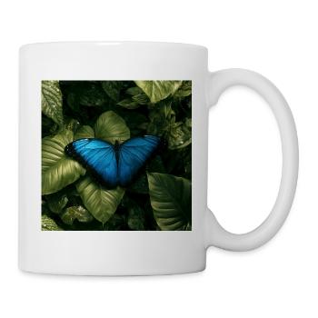 Blauer Schmetterling im Herzen des Dschungels - Tasse - Weiß - Rechts