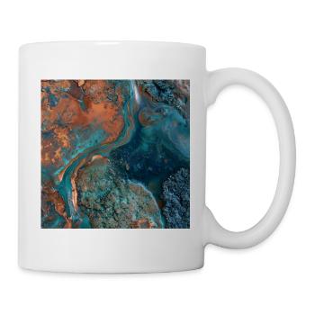 Türkismarmor und abstraktes Kupfer - Tasse - Weiß - Rechts