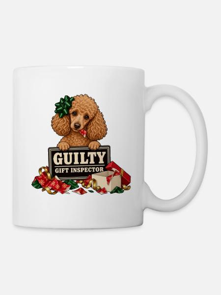 Zwergpudel Weihnachten – Guilty - Tasse - Weiß