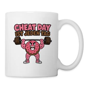 Cheat Day ist jeden Tag Donut Fitness Design - Tasse - Weiß - Rechts