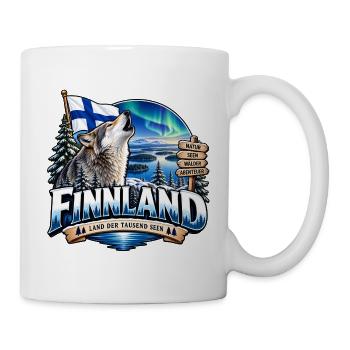 Finnland – Wolf, Natur & tausend Seen - Tasse - Weiß - Rechts