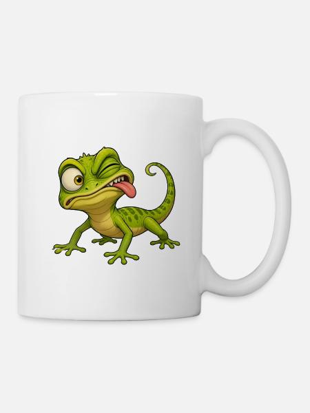 Grüne Eidechse verzog das Gesicht - Tasse - Weiß
