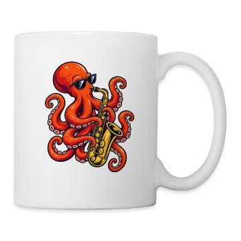 Oktopus mit Saxophon - Tasse - Weiß - Rechts