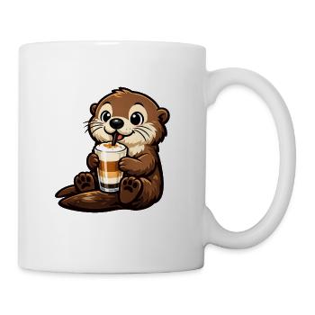 Seeotter mit Latte Macchiato - Tasse - Weiß - Rechts