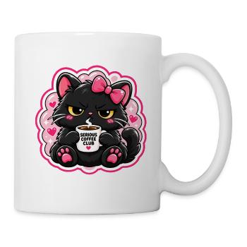 Ernsthafte Kaffeekatze - Tasse - Weiß - Rechts