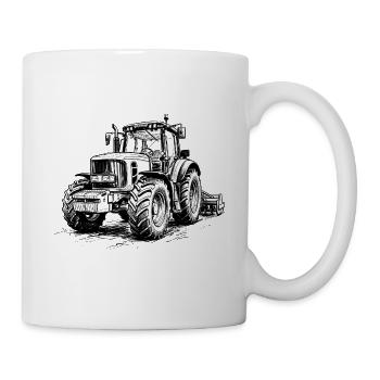 Traktor Trecker Skizze Landwirt Bauer T-Shirt - Tasse - Weiß - Rechts