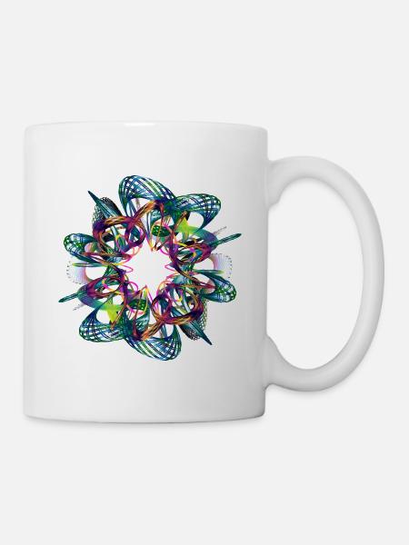 Lebendige Neon-Mandala-Grafik - Tasse - Weiß