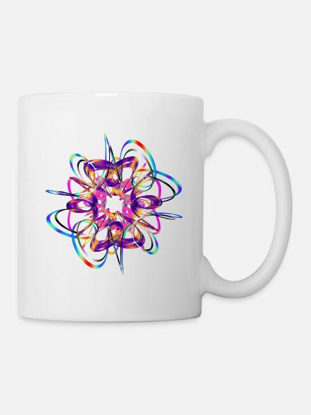 Lebendige Neon-Mandala-Grafik - Tasse - Weiß