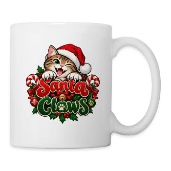 Santa Claws – Lustiges Katzen Weihnachtsdesign - Tasse - Weiß - Rechts