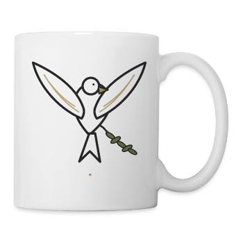 Friedenstaube mit Olivenzweig – Hoffnungszeichen - Tasse - Weiß - Rechts