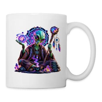 Kosmisches Alien-Orakel – Mystisches Alien Design - Tasse - Weiß - Rechts