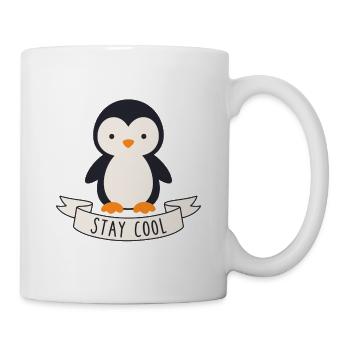 Pinguin Stay Cool Banner - Tasse - Weiß - Rechts