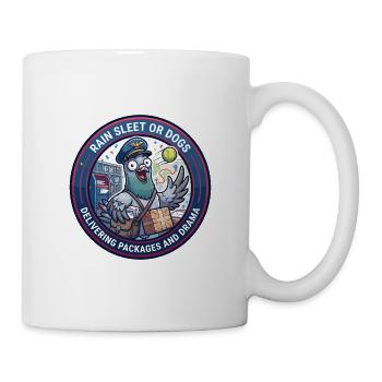 Funny Mail Brieftaube Paketabzeichen - Tasse - Weiß - Rechts