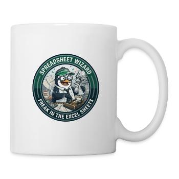 Lustiges Buchhalter-Pinguin-Tabellen-Zauberer-Abzeichen - Tasse - Weiß - Rechts