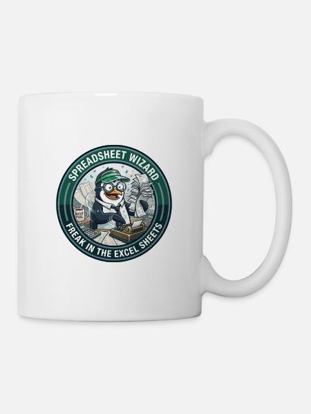 Lustiges Buchhalter-Pinguin-Tabellen-Zauberer-Abzeichen - Tasse - Weiß