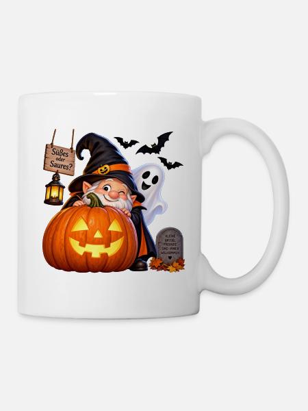 Halloween Wichtel - Süßes oder Saures ? - Tasse - Weiß