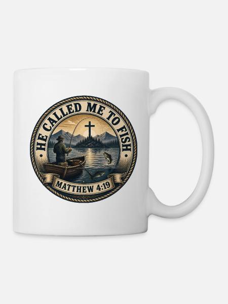 Er rief mich zum Fischen. - Tasse - Weiß