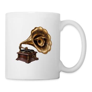 Antikes Grammophon - Tasse - Weiß - Rechts