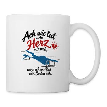 Bodensee Bier Spruch – Ach wie tut mein Herz weh - Tasse - Weiß - Rechts