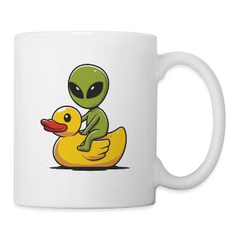 Alien auf Ducky - Tasse - Weiß - Rechts