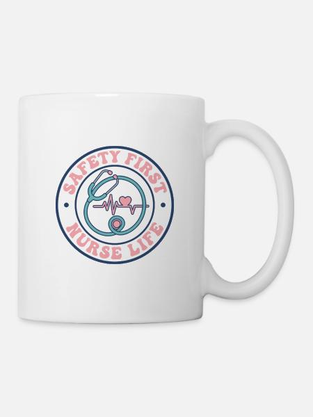 Nurse Life Safety First Retro-Stethoskop-Geschenk - Tasse - Weiß