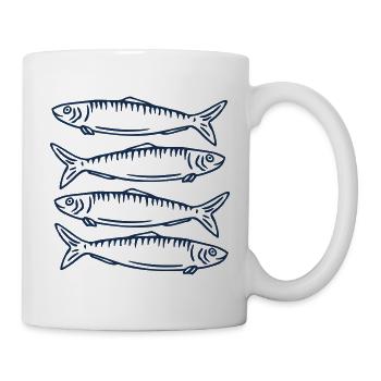 Sardinen Fische Angler - Tasse - Weiß - Rechts