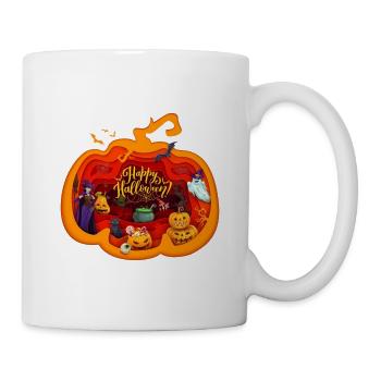 Happy Halloween Kürbis Silhouette - Tasse - Weiß - Rechts
