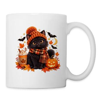 Halloween Herbstkatze - Tasse - Weiß - Rechts