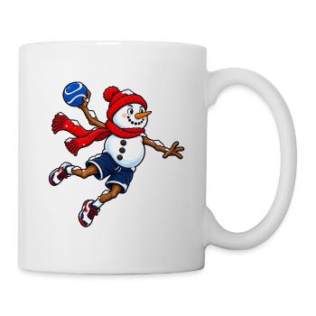 Handball-Schneemann im Sprungwurf - Tasse - Weiß - Rechts