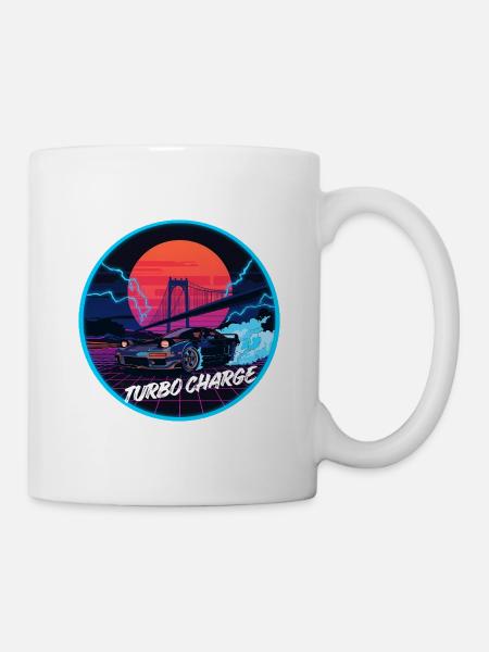 Turbo Charge Retro Synthwave Drift-Kunst - Tasse - Weiß