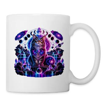 Kosmische Katze – Mystisches Galaxie Design - Tasse - Weiß - Rechts