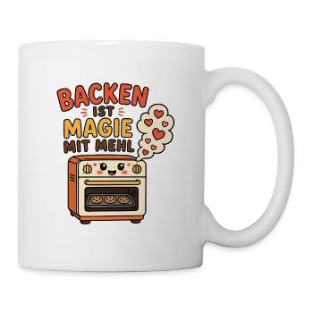 Backen ist Magie mit Mehl Kuchen Bäcker Design - Tasse - Weiß - Rechts