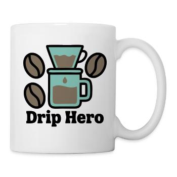Kaffeefilter Drip Hero Logo - Tasse - Weiß - Rechts