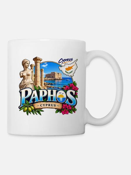 Paphos – Antike, Meer & Zypern - Tasse - Weiß