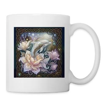 Verzauberter keltischer Delfin. - Tasse - Weiß - Rechts