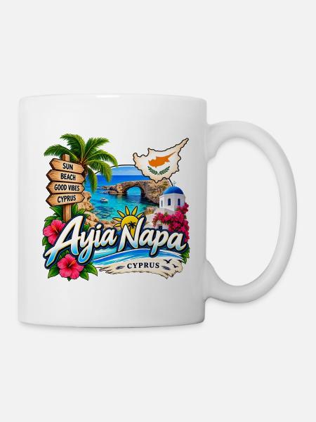 Ayia Napa – Sonne, Strand & Zypern - Tasse - Weiß