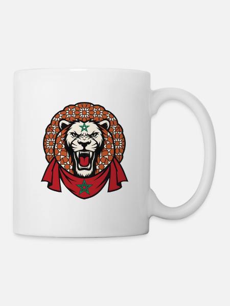 Marokkanisches Ion und Grüner Stern - Tasse - Weiß