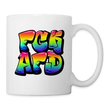 FCK AFD Graffiti Regenbogen - Bunt statt Braun - Tasse - Weiß - Rechts