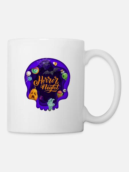 Horror Night Halloween Totenkopf - Tasse - Weiß