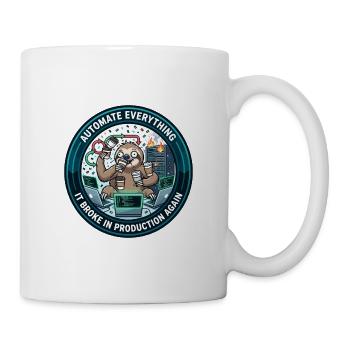Lustiger DevOps-Ingenieur – Faultier, alles zu automatisieren - Tasse - Weiß - Rechts