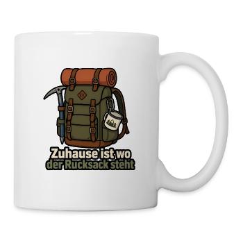 Zuhause ist wo der Rucksack steht Wandern Design - Tasse - Weiß - Rechts