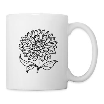 September-Geburtsblume Aster - Tasse - Weiß - Rechts