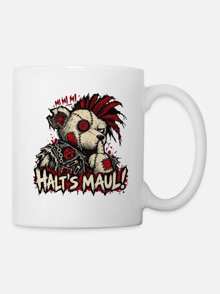 Halt’s Maul! – Punk Bär Horror Halloween - Tasse - Weiß