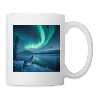 Arktische fox_ Nordlichter - Tasse - Weiß - Rechts