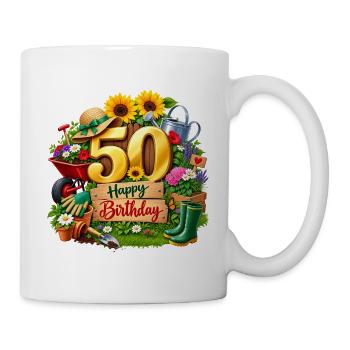 50. Geburtstag Gartenfreude     - Tasse - Weiß - Rechts