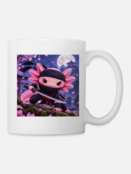 Ninja Axolotl – Kawaii kleiner Krieger - Tasse - Weiß