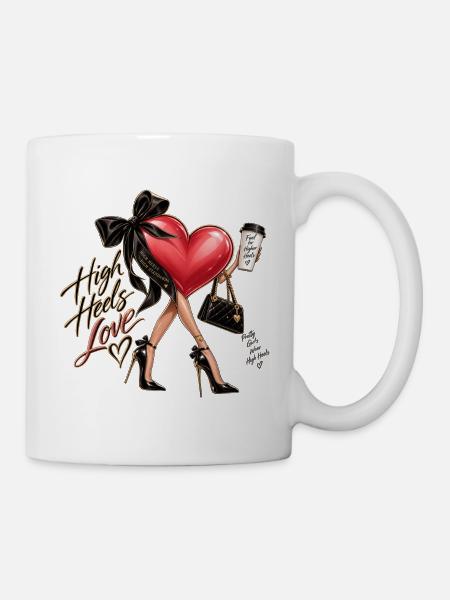 Herzen High Heels Illustration - Tasse - Weiß
