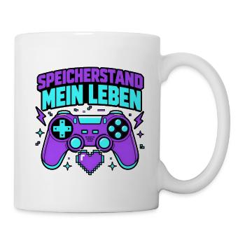Speicherstand mein Leben Retro Gamer Controller - Tasse - Weiß - Rechts
