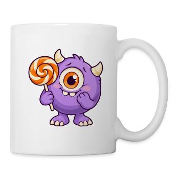 Niedliches Zyklopenmonster mit Lutscher - Tasse - Weiß - Rechts