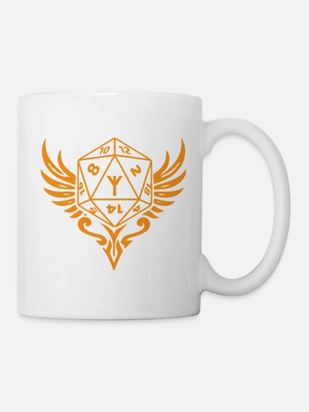 Geflügeltes Algiz D20-Wappen für Kleriker und Paladin - Tasse - Weiß